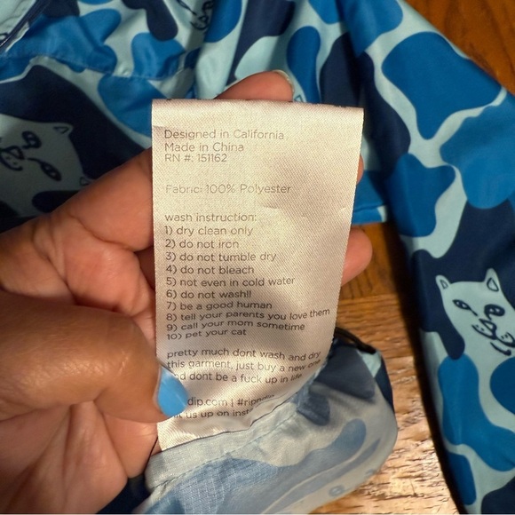 RIPNDIP Nerm Cat Blue Camo Packable Windbreaker Jacket Sz S Rare Skate Unisex - Picture 13 of 16